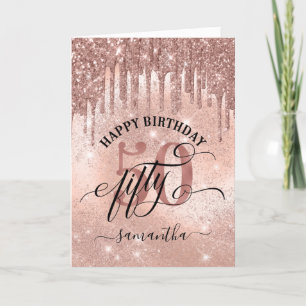 Carte d'anniversaire 50e Rose Gold