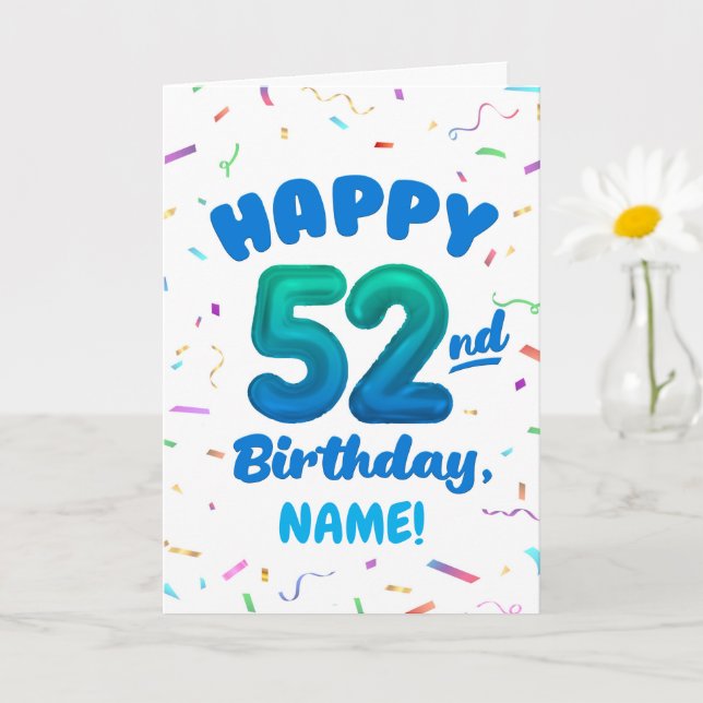 Carte d'anniversaire 52 ans avec nom personnalisé (Petite plante)