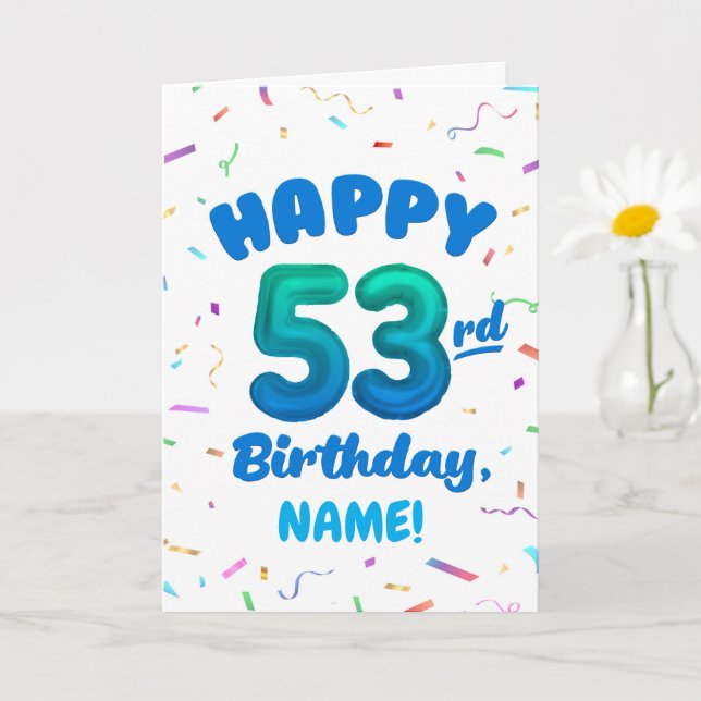 Carte d'anniversaire 53 ans avec nom personnalisé (Petite plante)