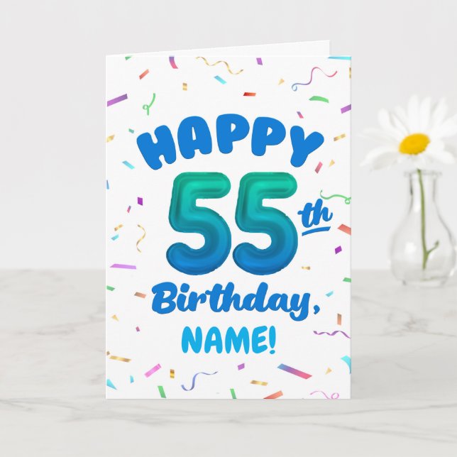 Carte d'anniversaire 55 ans avec nom personnalisé (Petite plante)