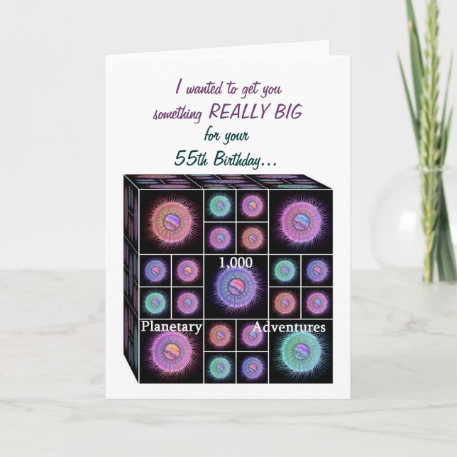 Carte d'anniversaire 55 ans avec Planètes Sci Fi - (Devant)
