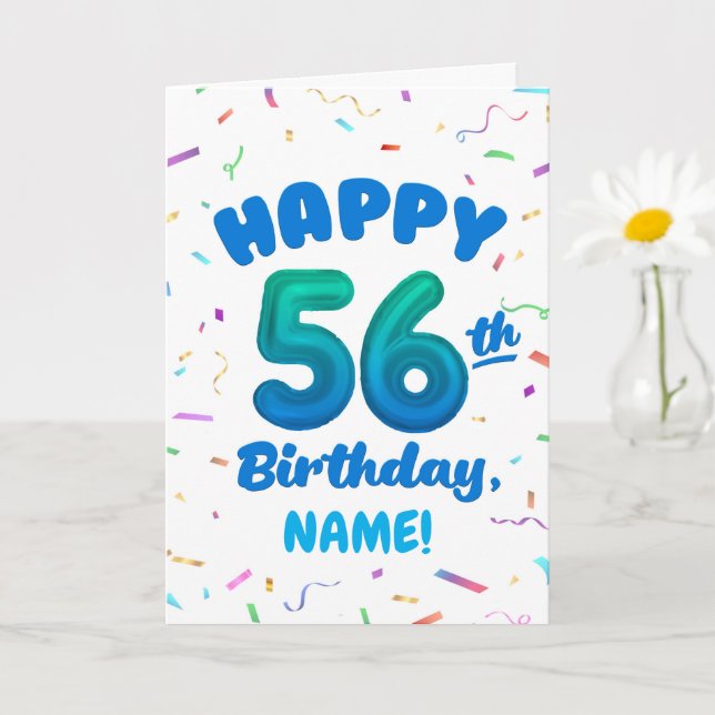 Carte d'anniversaire 56 ans avec nom personnalisé (Petite plante)