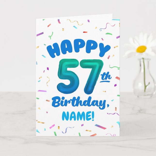 Carte d'anniversaire 57 ans avec nom personnalisé (Petite plante)