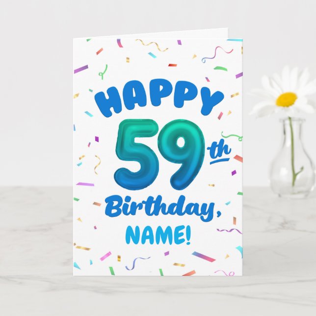 Carte d'anniversaire 59 ans avec nom personnalisé (Petite plante)
