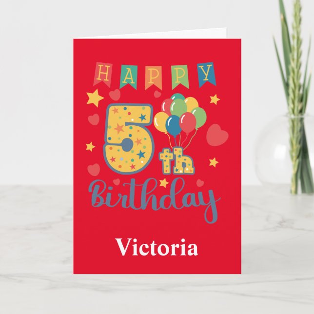 Carte d'anniversaire 5 ans joyeux (Devant)