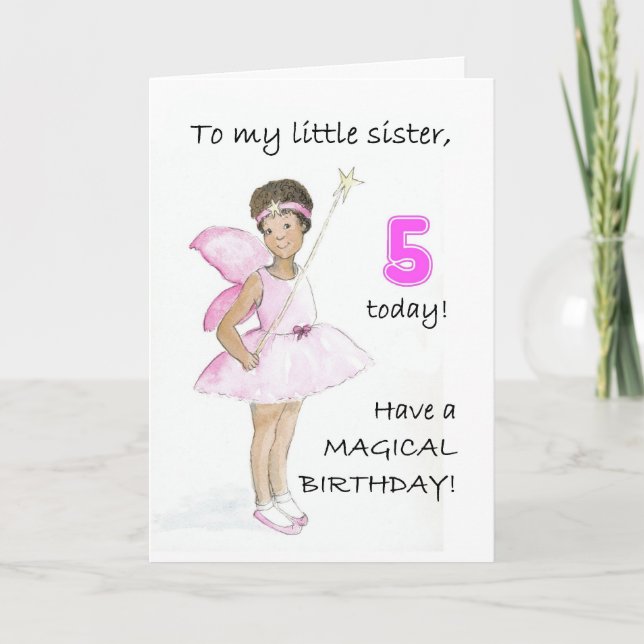 Carte d'anniversaire 5e pour une petite soeur (Devant)