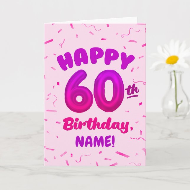 Carte d'anniversaire 60 ans avec nom personnalisé (Petite plante)