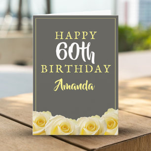 Carte d'anniversaire 60 ans Fleur de rose jaune Fl