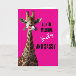 Carte d'anniversaire 60 ans Glamour Girafe Sassy