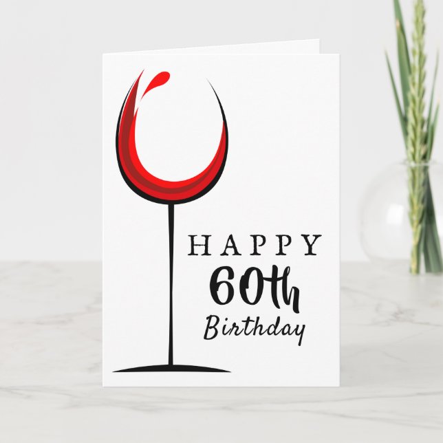 Carte d'anniversaire 60 ans Verre à vin rouge (Devant)