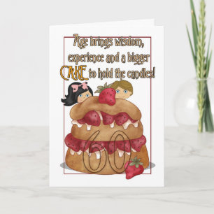 Carte d'anniversaire 60e - Humour - Gâteau