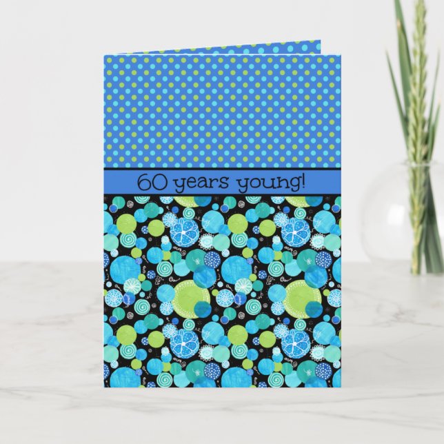 Carte d'anniversaire 60th : Quirky Moons et Pois (Devant)