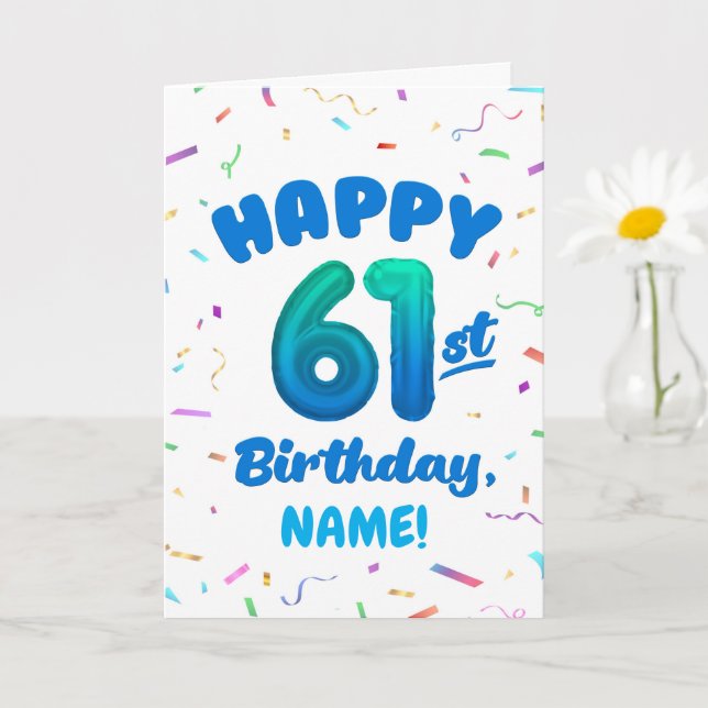 Carte d'anniversaire 61 ans avec nom personnalisé (Petite plante)