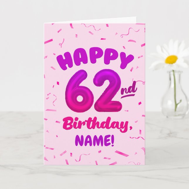 Carte d'anniversaire 62 ans avec nom personnalisé (Petite plante)
