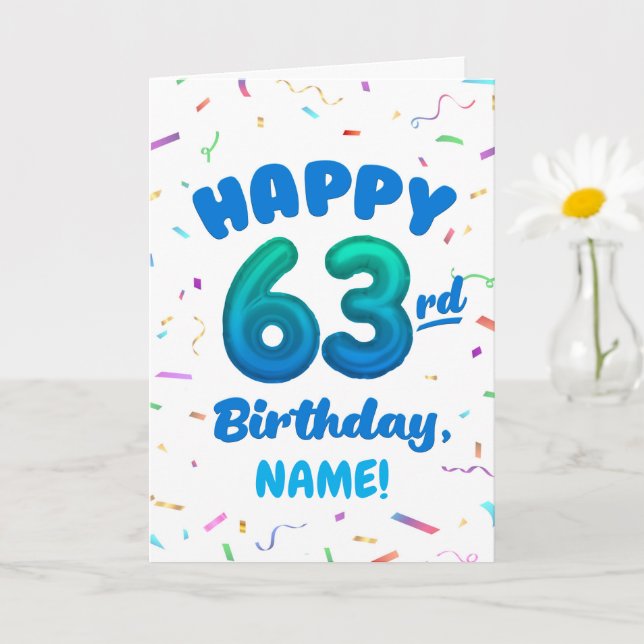 Carte d'anniversaire 63 ans avec nom personnalisé (Petite plante)