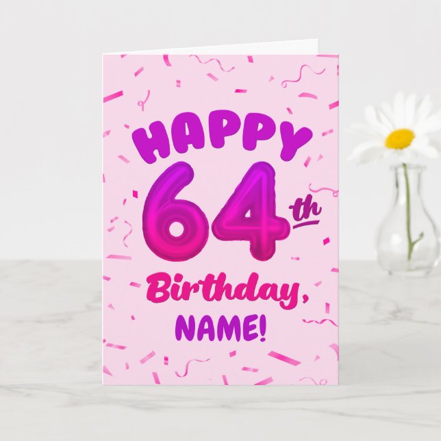 Carte d'anniversaire 64 ans avec nom personnalisé (Petite plante)