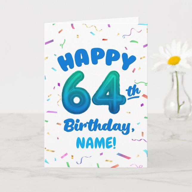 Carte d'anniversaire 64 ans avec nom personnalisé (Petite plante)