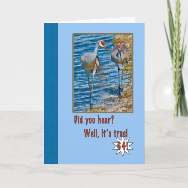 Carte d'anniversaire 64e avec Grues Sandhill (Devant)