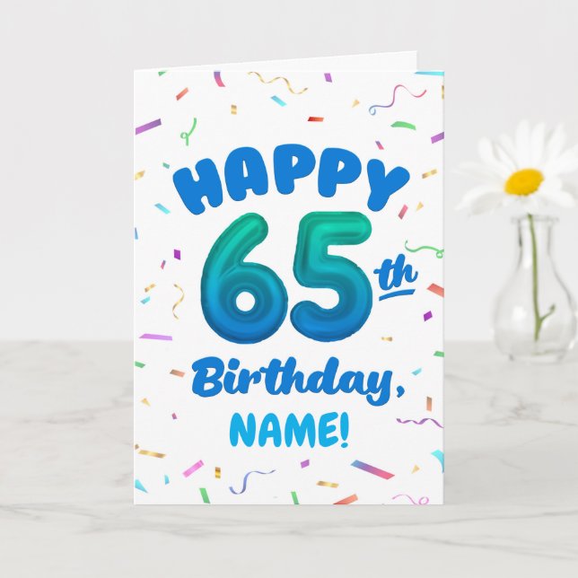 Carte d'anniversaire 65 ans avec nom personnalisé (Petite plante)