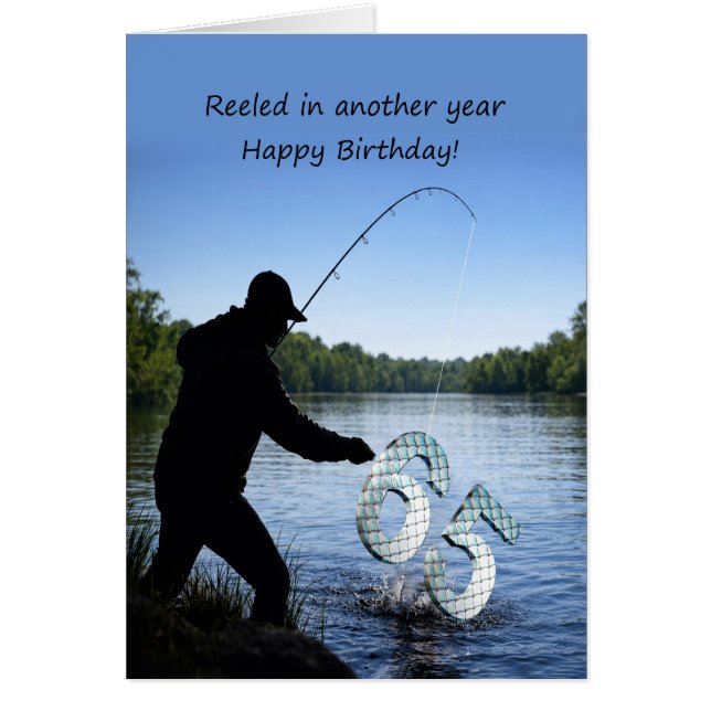 Carte d'anniversaire 65 ans pour un pêcheur  (Devant)