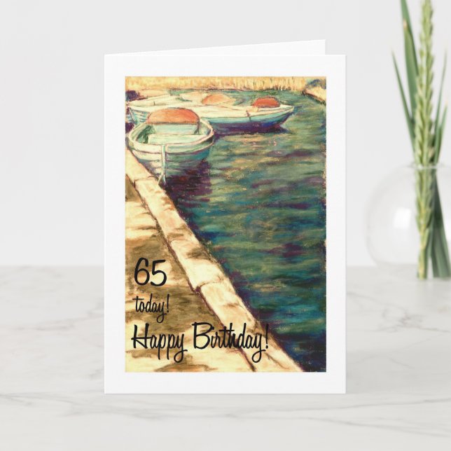 Carte d'anniversaire 65e - Bateaux bleus (Devant)