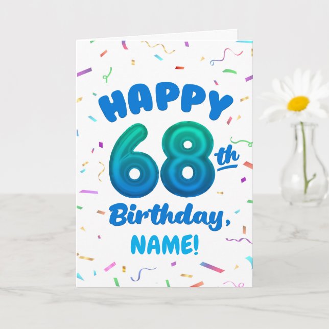 Carte d'anniversaire 68 ans avec nom personnalisé (Petite plante)