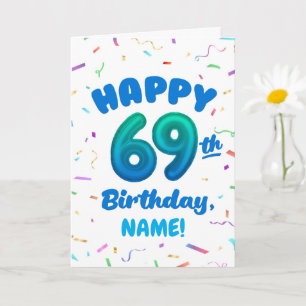 Carte d'anniversaire 69 ans avec nom personnalisé