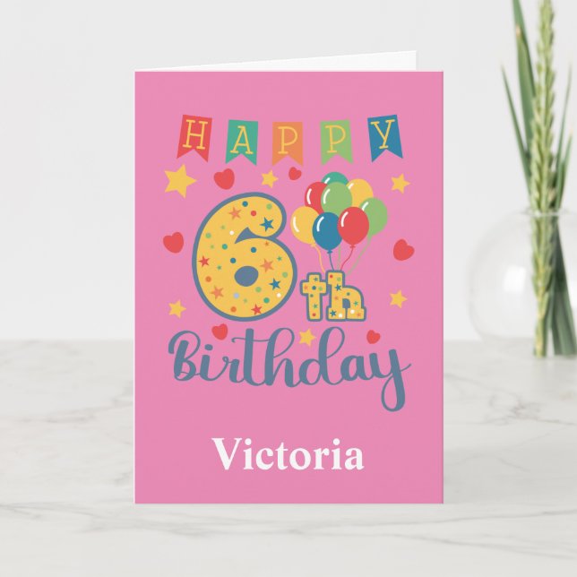 Carte d'anniversaire 6 ans joyeux (Devant)