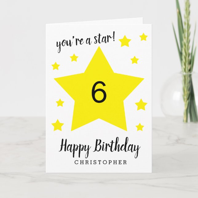 Carte d'anniversaire 6 ans You're a Star (Devant)