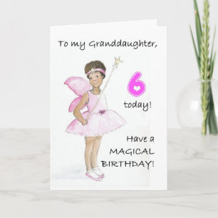 Carte d'anniversaire 6e pour une petite-fille