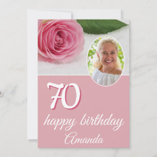 Carte d'anniversaire 70 ans avec photo de fleur de