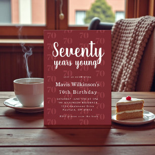 Carte d'anniversaire "70" motif moderne Bourgogne 
