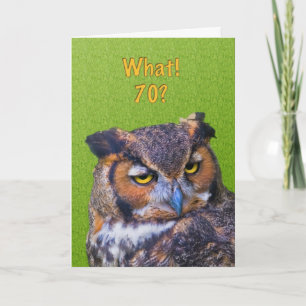 Carte d'anniversaire 70e avec grande chouette à co