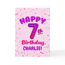 Carte d'anniversaire 7 ans avec nom personnalisé