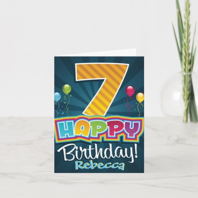 Carte d'anniversaire 7 ans - Ballons (Devant)
