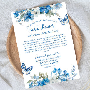 Carte d'anniversaire 80 ans Blue Floral : envoi pa