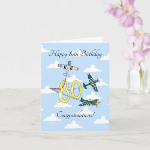 Carte d'anniversaire 80 ans (Ciel Bleu) des Mustan