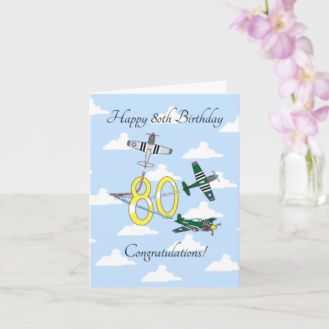 Carte d'anniversaire 80 ans (Ciel Bleu) des Mustan (Orchidée)