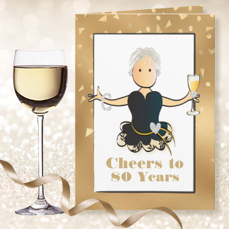 Carte d'anniversaire 80 ans Funny Sassy Glitter po