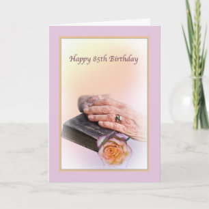 Carte d'anniversaire 85e avec les mains et la Bibl