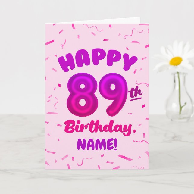 Carte d'anniversaire 89 ans avec nom personnalisé (Petite plante)
