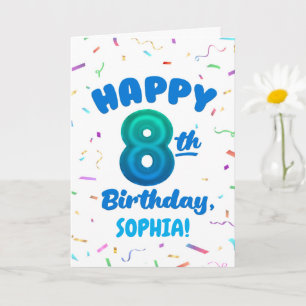 Carte d'anniversaire 8 ans avec nom personnalisé