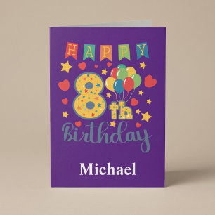 Carte d'anniversaire 8 ans joyeux