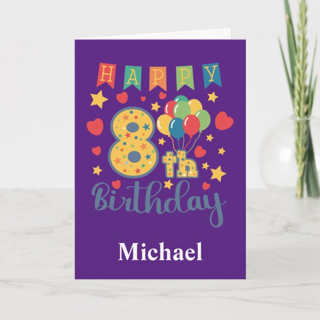 Carte d'anniversaire 8 ans joyeux (Devant)