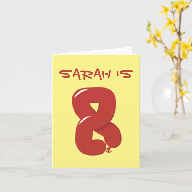 Carte d'anniversaire 8 ans pour enfants, (Fleur jaune)