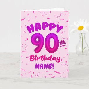 Carte d'anniversaire 90 ans avec numéro et nom per