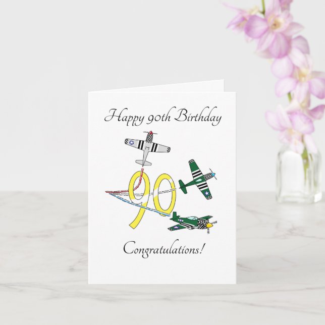 Carte d'anniversaire 90 ans des Mustangs (Orchidée)