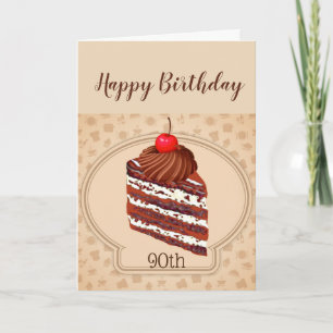 Carte d'anniversaire 90 ans gâteau au chocolat amu