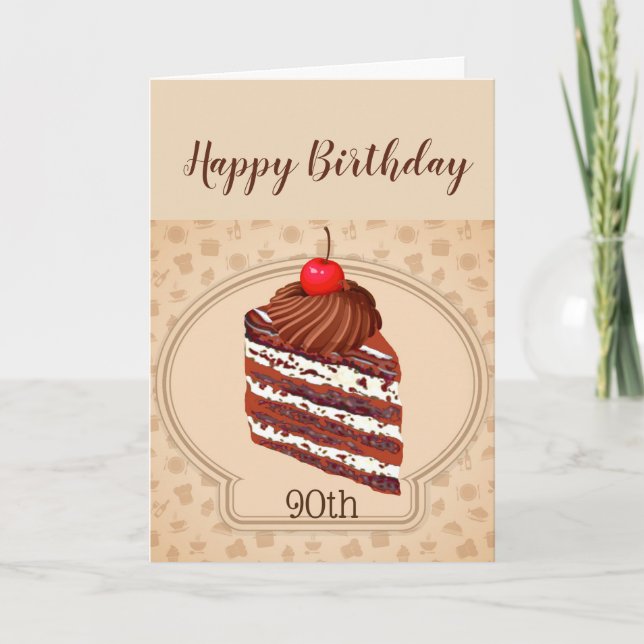 Carte d'anniversaire 90 ans gâteau au chocolat amu (Devant)