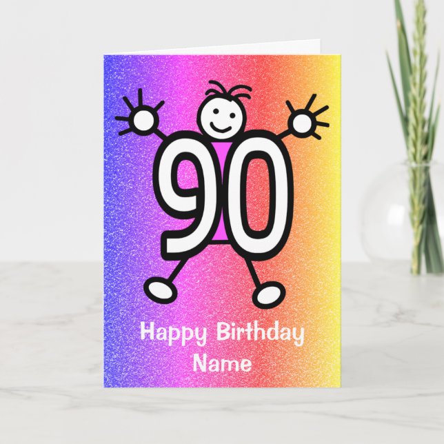 Carte d'anniversaire 90 ans joyeux (Devant)
